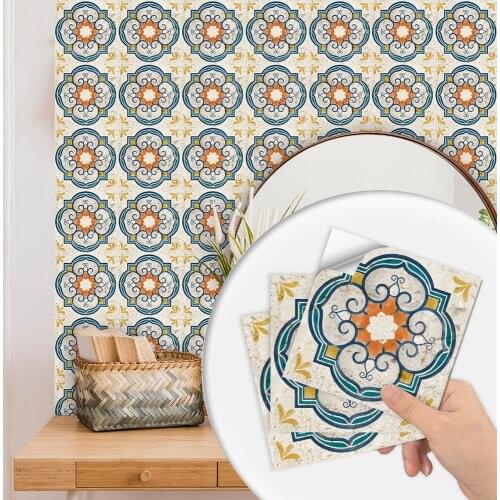 10pcs/set Beige Color Frosted Tiles Floor Wall Stickers Kitchen Wardrobe Home Renovation Wallpaper Non-slip PVC Art Wall Decor