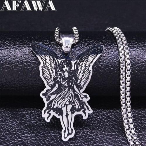2021 Butterfly Fairy Elf Stainless Steel Necklaces Pendants for Women Silver Color Statement Necklace Jewelry collares N4063S02