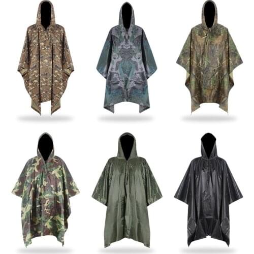 3 in 1 Sunshade Camping Tarp Ground Mat Raincoat Outdoor Strong Waterproof Rain Poncho Backpack Cover for Hiking Picnic tent