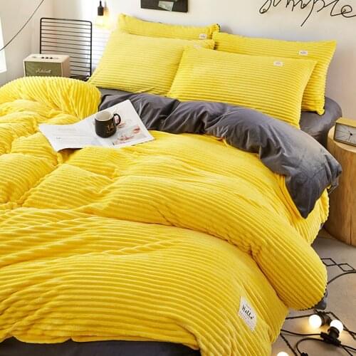 3 in 1 Solid bedding Home Textiles Set High Quality Flannel Thicken Winter Lovely Pattern Duvet Cover Pillowcase suits