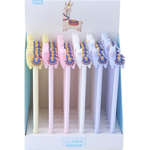 36 pcs/lot Cartoon Alpaca Gel Pen Cute 0.5 mm black Ink Signature Pens Promotional Gift Stationery School Supplies