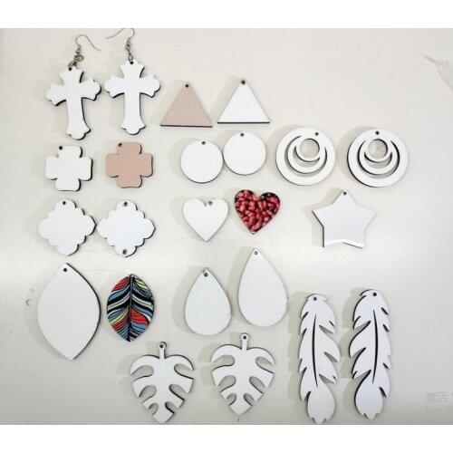 Craft Wooden Earring Personalized Custom Gift Sublimation Blank Ear Drop with hook for DIY Heat Transfer Printing Novelty SN603