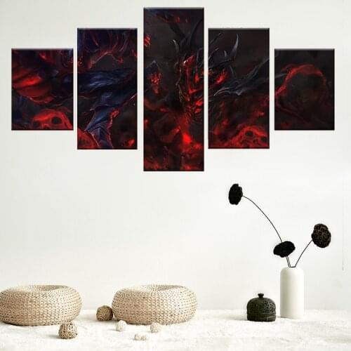 DOTA2 Shadow Fiend Wall Art Canvas Painting Picture Print 5 Panel Home Decoration Poster For Living Room Modular