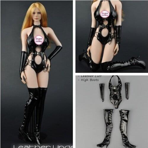1:6 figure clothes Leather Corset + boots for 12" action figure doll accessories suitable for seamless body,without doll A0652