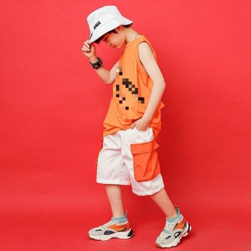 Kids Cool Hip Hop Clothing Loosed Irregular Tops T Shirt Casual Shorts Boys Ballroom Dancing Jazz Carnival Costumes Street Wear