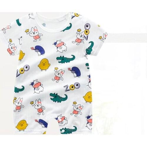 H1050 Baby Boys Girls Summer Rompers Short Sleeve O-neck Cute Cartoon Print Jumpsuit Newborn Playsuit Infant Toddler Clothing
