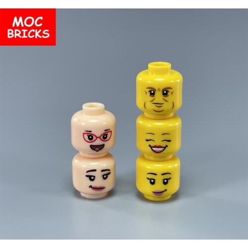 10pcs/lot MOC Bricks Male and Female figure Head Face Expression DIY Mini Dolls Building blocks toys for children gifts
