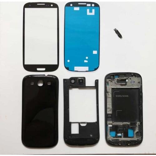 For samsung galaxy s3 i9300 S3 neo 9300i 9301i housing full outer glass+Front Frame+Middle Frame+Battery Cover door Accessories