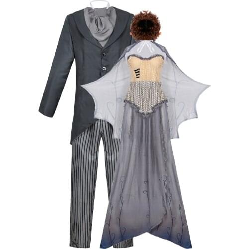 Halloween Tim Burtons Corpse Bride cosplay costume Women Ghost Zombie Bride Emily dress man victor costume