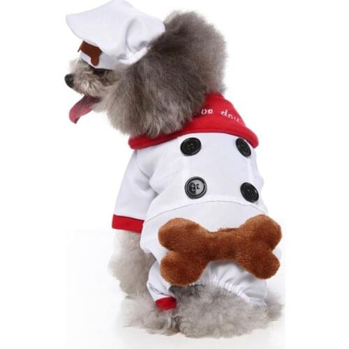 Dog Chef Costume Halloween Clothes for Small Medium Dogs Pet Clothing with Hat for Halloween Christmas Birthday Party