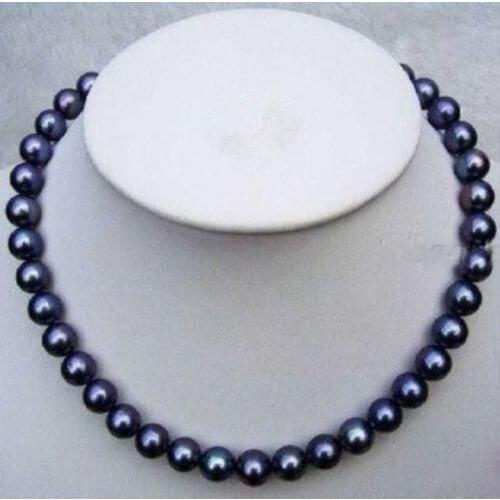 BEAUTIFUL AAA 8-9mm south sea black pearl necklace 24 inches