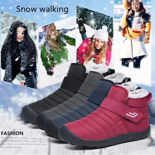 Winter Snow Walking Sneakers Lightly Waterproof Winter Sport Plush Warm Boots Men Women Unisex 35-46 Rubber Platform Non-slip