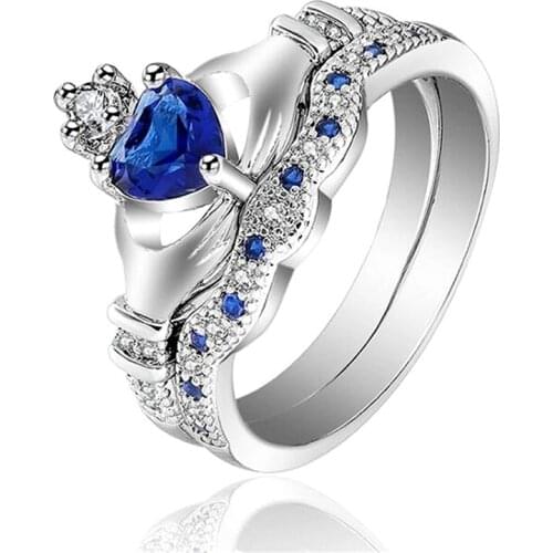 Fashion Luxury Love Heart Shaped Crown Ring Womens Wedding Bands Accessories Jewelry Ring For Girl Valentines Day Gift