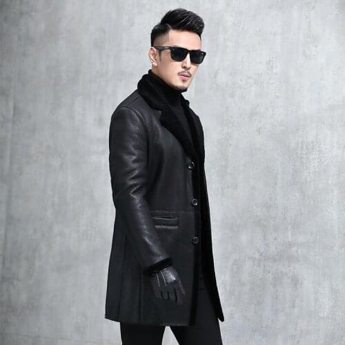 Genuine Leather Jacket Men Sheep Shearing Winter Coat Men Sheepskin Mens Real Leather Jacket Casaco MA8201SY701 YY1130