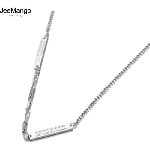 JeeMango Neo-Gothic Punk Style Charm Pendant Necklaces For Women Girls Fashion Stainless Steel Link Chain Necklace JN20175