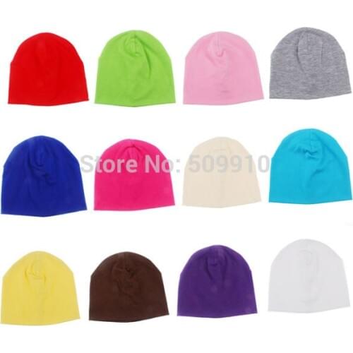 New Spring Autumn Cotton Baby Pure color Hat Candy Color Boy Girl Infant Caps Newborn Baby Beanies Two Sizes 10pcs/lot SW050