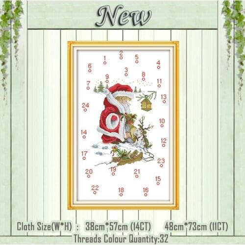 Christmas calendar cartoon painting counted printed on the canvas DMC 11CT 14CT kits DIY Cross Stitch embroidery needlework Sets