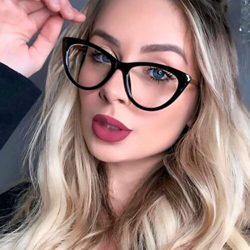 2020 New Luxury Cat Eye Spectacle Frame Trendy Designer Glasses Myopia Nerd Optical Frames Female Eyeglass Frame The spring leg