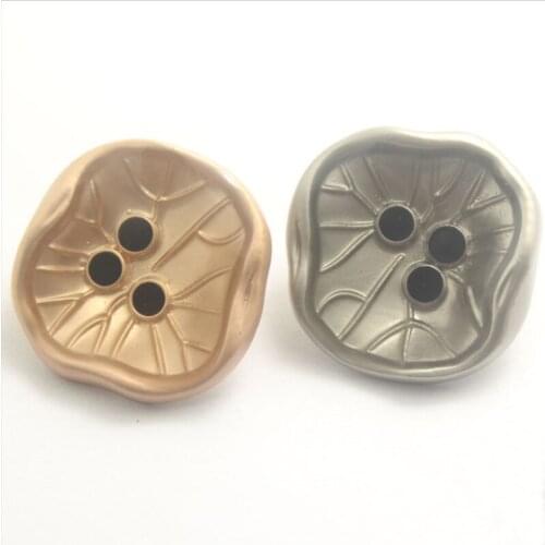 100 PCS Lotus Leaf-Shaped Sand Golden Sand Nickel Metal Buttons High-End Ladies Coat Style Clothes Accessories Buttons 18-25MM