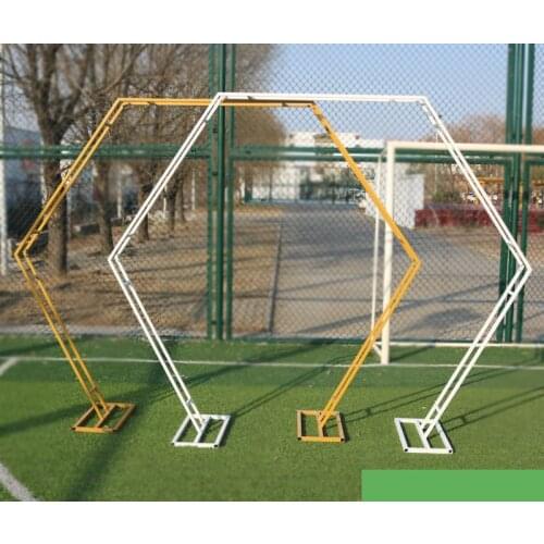 Wedding Props Geometric Iron Double-Pole Hexagon Arch Gold Stand Party Backdrop Deco Outdoor Lawn Layout Artificial Flower Shelf
