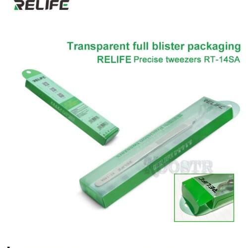 RELIFE RT-14SA Curved Tweezers Straight Tip Anti-static Precision Stainless Steel Tweezers Forceps Phone PC Repair Hand Tools