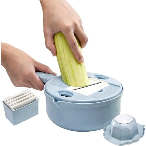 Manual Round Vegetable Slicer Grater Slicer Potato Peeler Chopper Container Drain Basket Hand Guard Cover Separator U3