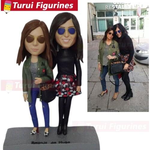 Make a bust from photos dad and daughter bobblehead design custom bobblehead dolls clay statue for couple anniversary souvenir