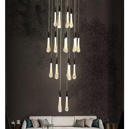 Modern Crystal Glass Led Pendant Lights Nordic Gold Hanging Lamps Restaurant Home Decor Indoor Lighting Staircase Light Fixtures