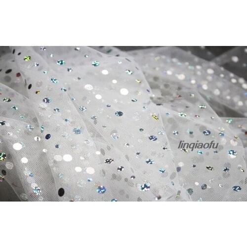 Colorful laser patch semi-sheer mesh gauze High-end laser clothing fabric