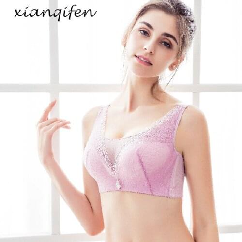Xianqifen push up minimizer bras for women sexy lace bralette crop top vest bh plus size beauty back brassiere girl summer lady