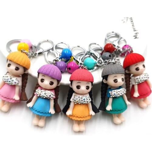 1PC Fashion kawai Cute Cartoon Girl Keychain Resin Key chain For Women Bag Charm Key Ring Pendant Gifts Jewelry K58