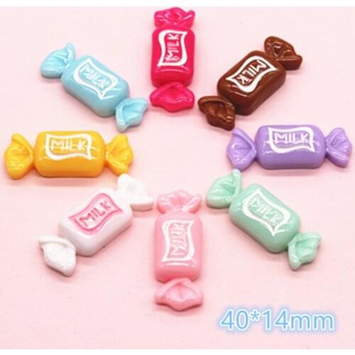 10pcs 40*14mm Resin Flatback Cabochon Simulation Milk Candy Food Art DIY Phone Case Hair Clip Decoration