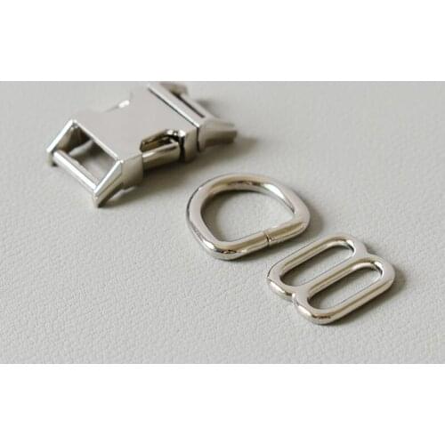 100 Suit（Metal Buckle+8 Ring+D Ring Set)(15mm) Zinc Alloy Metal Buckle Manufactures For Diy Backpack Pet Collars Release Buckles