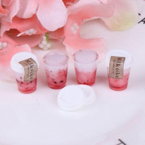 2Pcs/lot 1:12 Dollhouse Miniature Pink Food Cups Doll House Drinks Model Toys for Baby Kids