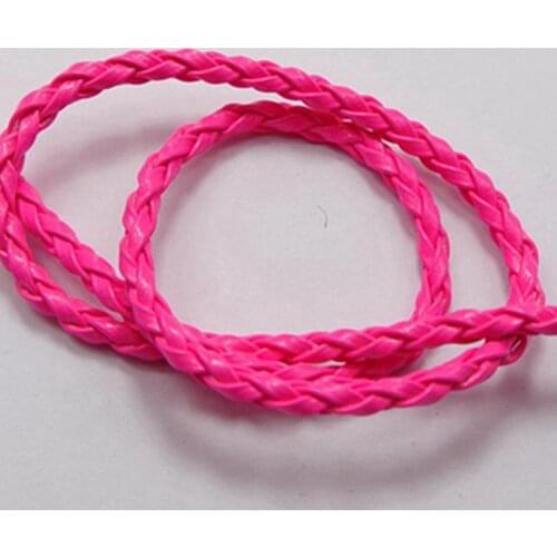 32.8 Feet Neon Hot-Pink BOLO Braided Leatheroid String Jewelry Cord 3mm