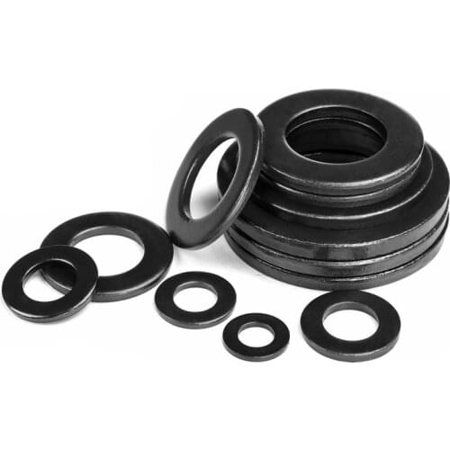 5/10/20PCS M2 M2.5 M3 M4 M5 M6 M8 M10 M12 GB97 Black Grade 8.8 Carbon Steel Flat Washer Plain Gasket Pad Ring