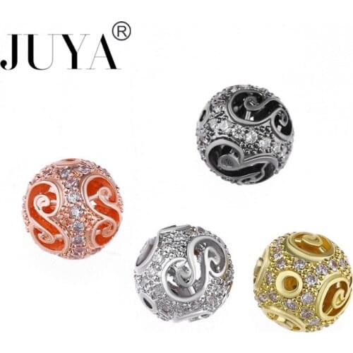 2019 latest design beads for jewelry making 10mm high quality copper metal micro pave CZ round ball beads accessories diy craft