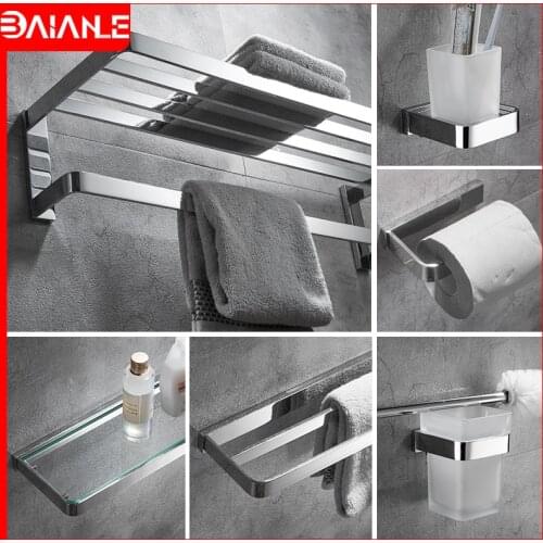 Towel Holder Brass Towel Rack Hanging Holder Towel Bar Coat Hook Rack Bathroom Shelf Glass Wall Mounted Toilet Brush Holder Set