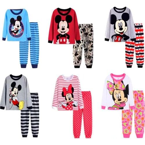 Disney Kids Pajamas Childrens pajamas Baby Pijamas Sets Mickey MinniePyjama 100%Cotton Nightwear Clothes 2-7Y pajama set