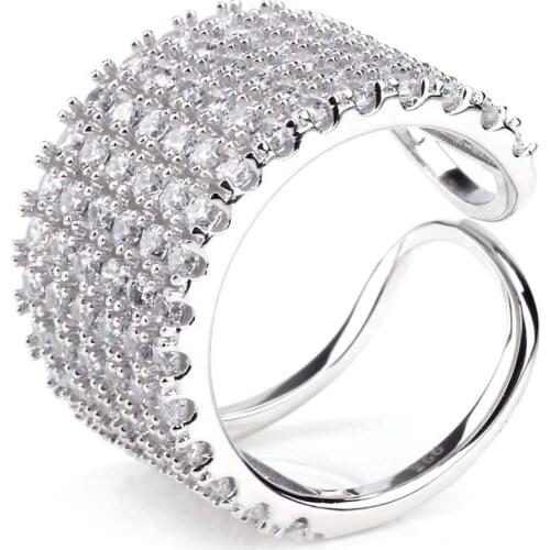 EAMTI Fashion Brand Cubic Zirconia Sterling Silver Rings For Women Eternity Wedding Band Lady Jewelry Female Promise Ring