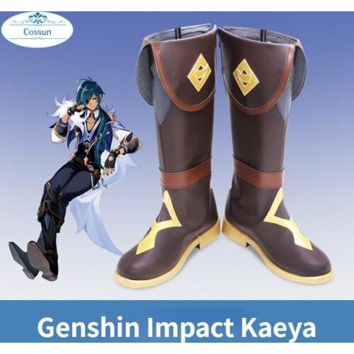 Genshin Impact Kaeya Cosplay Boots Men Long tube Anime Cosplay halloween PU leather CUSTOMIZED