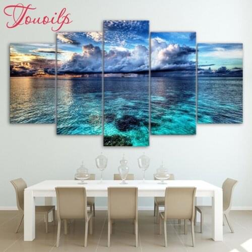 5d full spuare&round 5 Panel Beautiful Sea Landscape 5d diamond painting 5d diy diamond embroidery painting cross stitchsets