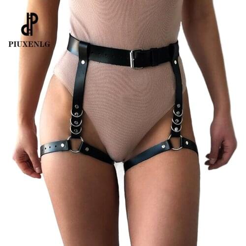 New Harness Garter Belts sexy leather Goth Lingerie Cage Suspender Belt Bondage Harness cool Wedding Garter Fetish Leg Stockings