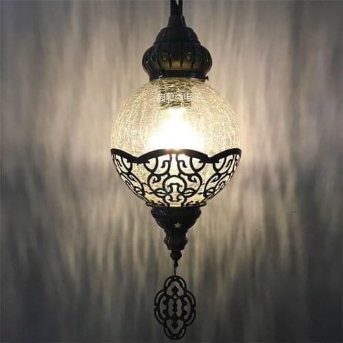 Newest style Turkey ethnic customs handmade lamp romantic cafe restaurant bar tree Pendant light ice cracked glass lamp MING