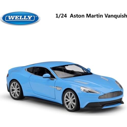 WELLY Diecast Model Car 1:24 Scale Sports Car Aston Martin Vanquish Simulator Metal Alloy Race Toy Car For Boy Gift Collection