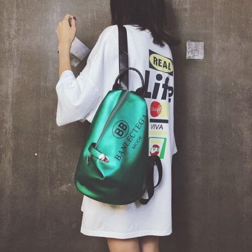 INS Super Hot Backpack Female 2021 New Korean Version Fashion Street Fashion Student Bag Soft Leather Backpack Bag