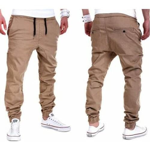 2021 Hot Mens Twill Jogger Pants Urban Hip Hop Harem Casual Trousers Slim Fit Elastic