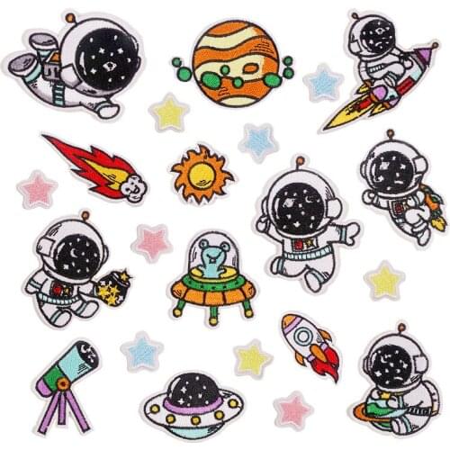 1pcs New Cartoon Universe Astronaut Star Sewing Embroidery Patches Badges Cloth Patch Childrens clothing DIY Handmade patch