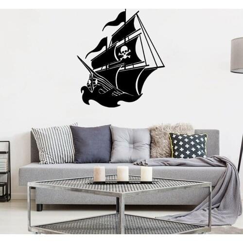 Pirate ship wall art vinyl sticker Jack childrens room, bedroom detachable wall sticker, kindergarten decoration DW6339