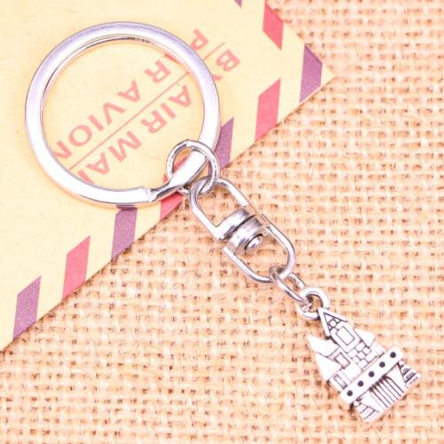 New Fashion Keychain 21x11mm castle house Pendants DIY Men Jewelry Car Key Chain Ring Holder Souvenir For Gift